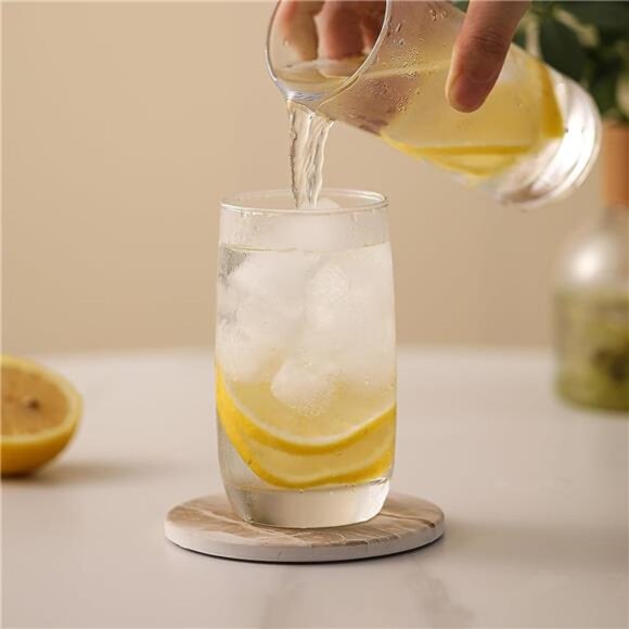 Coasters Set of 6, Coasters for Drinks Absorbent Stone with Holder, Black Marble - Picture 2 of 7